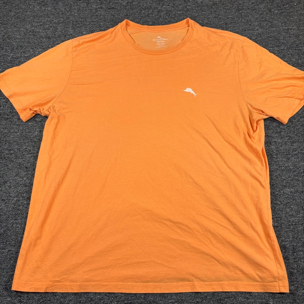 Tommy Bahama T-Shirt Mens XXL Orange UPF 30 Marlin Graphic Short Sleeve